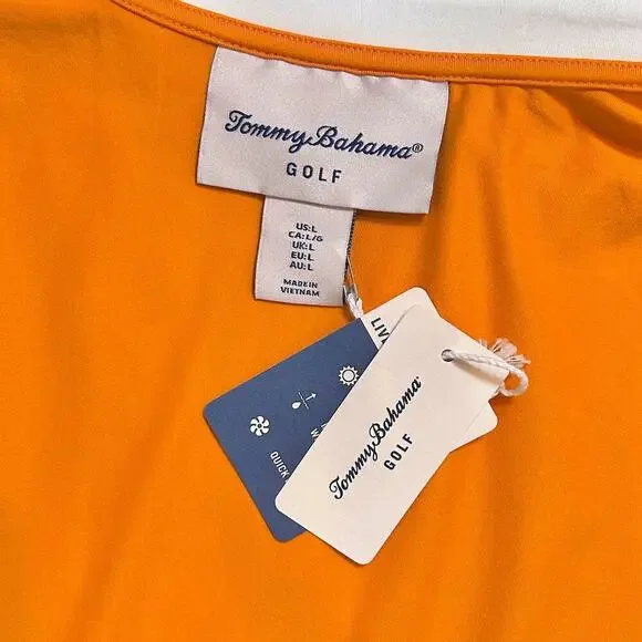Tommy Bahama GOLF 1/4 Zip Orange Sleeveless Polo White Collar Large - Picture 6 of 8